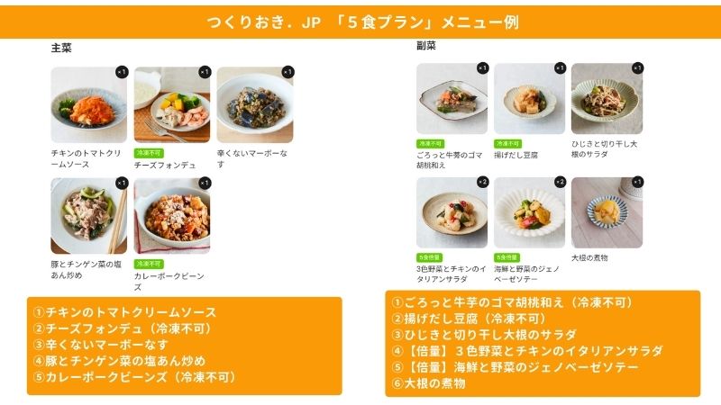 つくりおき.jp　メニュー _５食プラン 